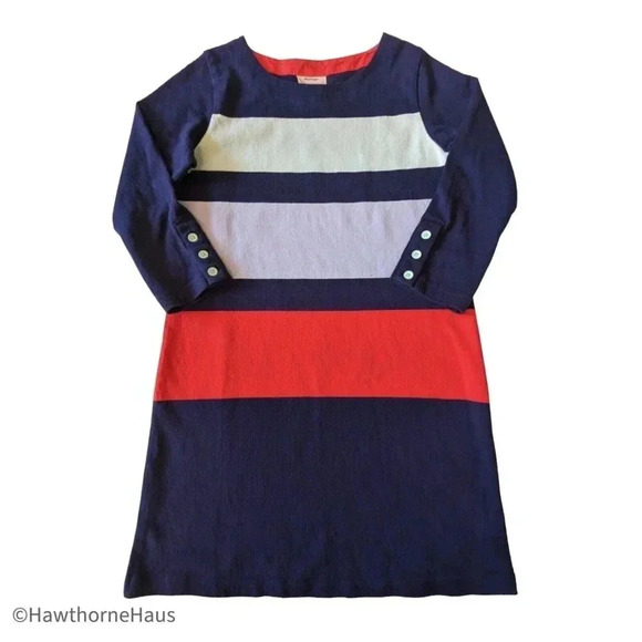 ALLIHOP Knit Colorblock Mod Shift Dress Size S 3/4 Sleeve Knit Anthropologie - Picture 2 of 9